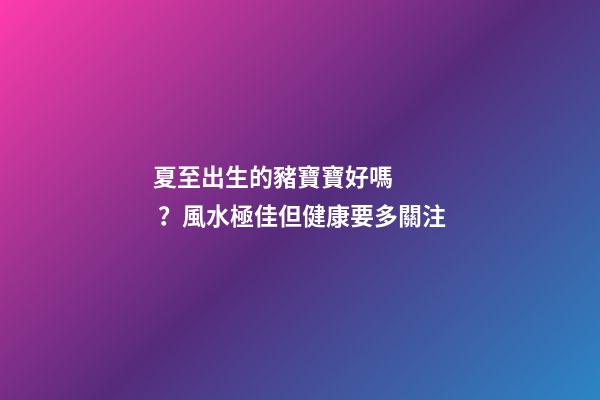 夏至出生的豬寶寶好嗎？風水極佳但健康要多關注